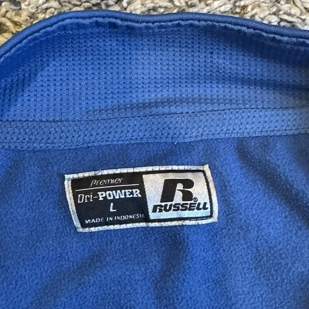 Russell Athletic Dri-Power Blue Quarter Zip Pullover Sweatshirt Men's Size L - Picture 5 of 8